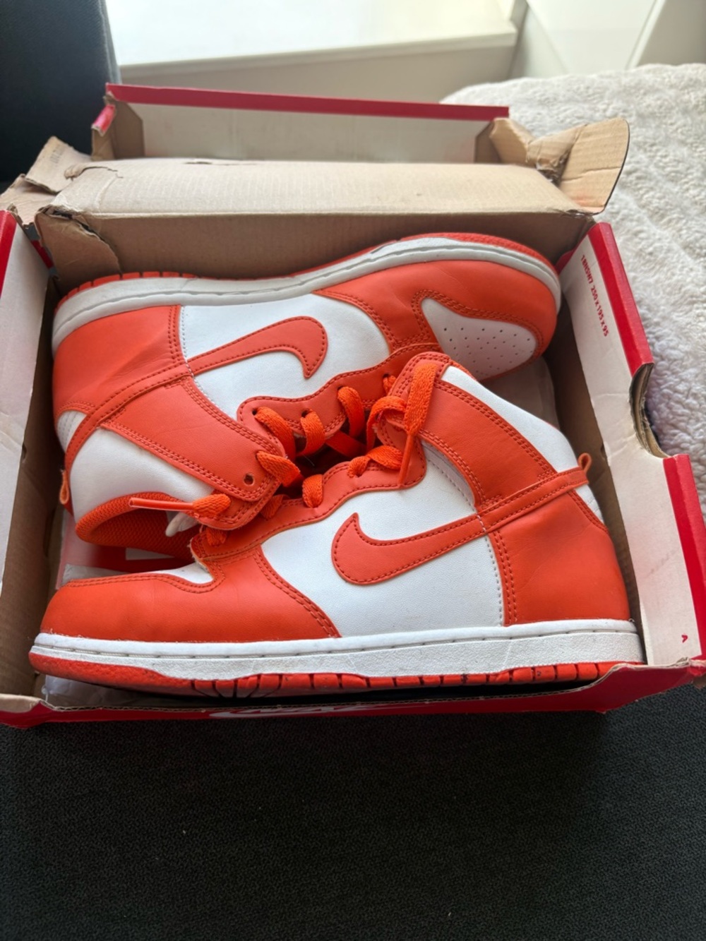 Nike Kids High-Top Sneakers in Bright Orange and White